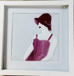 Lady in a Pink Hat, Glass Painting